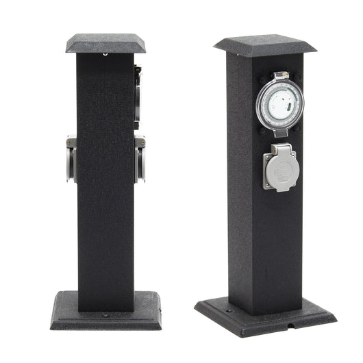 Colonna multipresa da giardino con 2 prese in metallo timer Palo presa multipla esterno