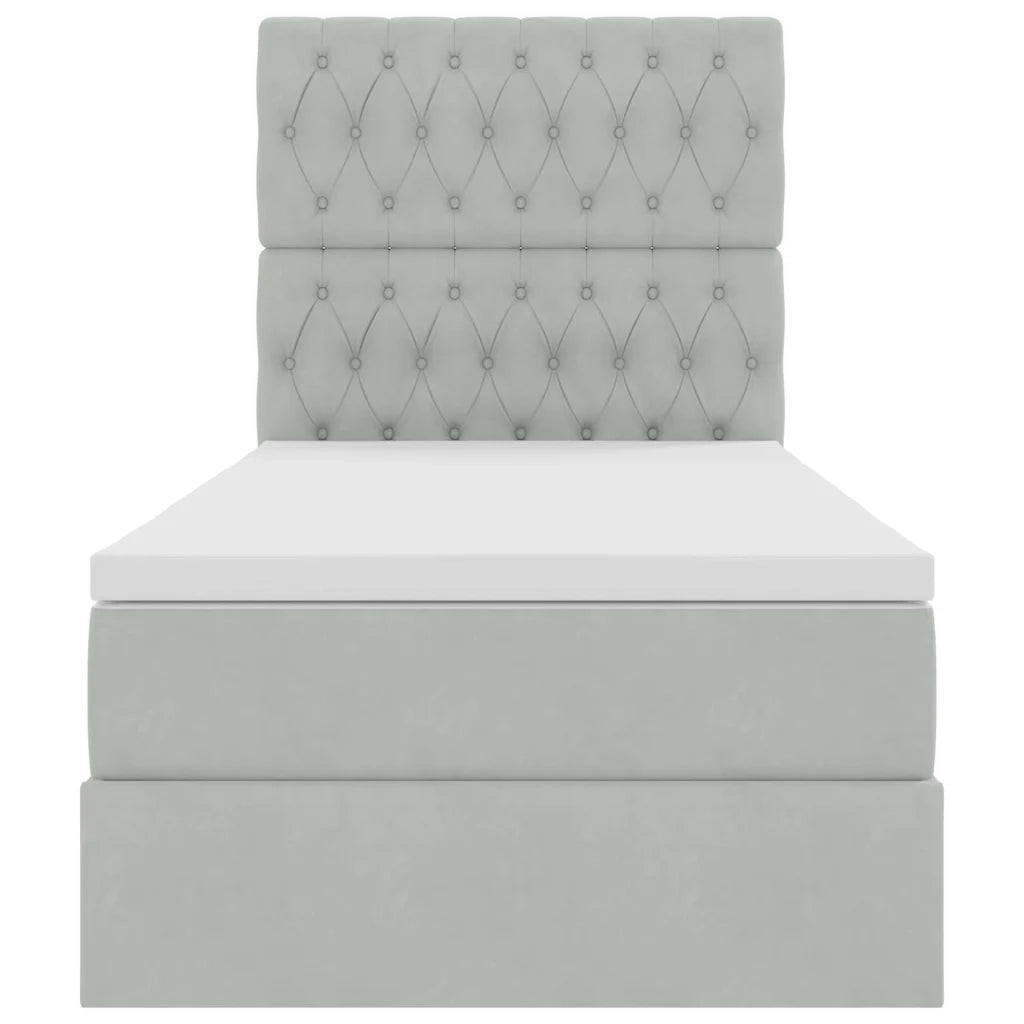 Letto con contenitore e materasso Grigio chiaro 90 x 190 cm