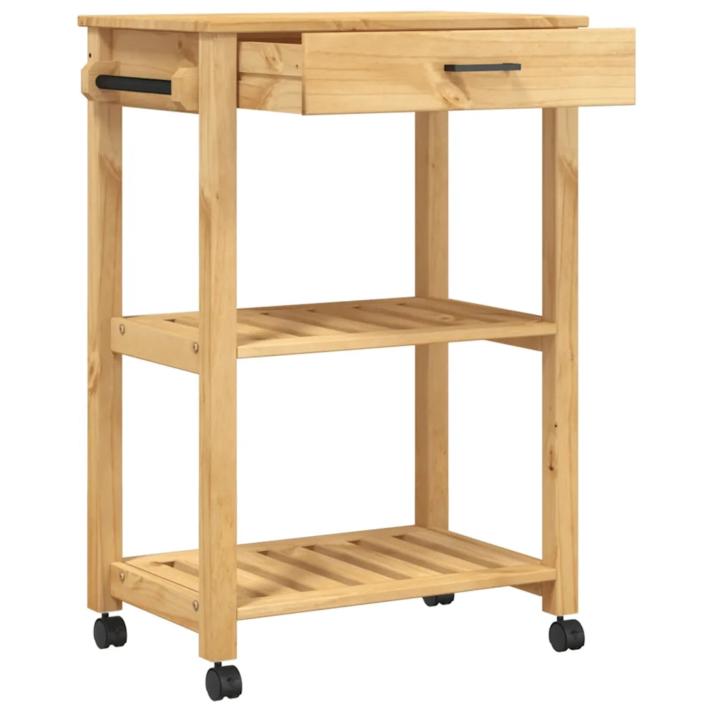 Carrello da Cucina MONZA 60x40x88,5 cm in Legno Massello di Pino 376091