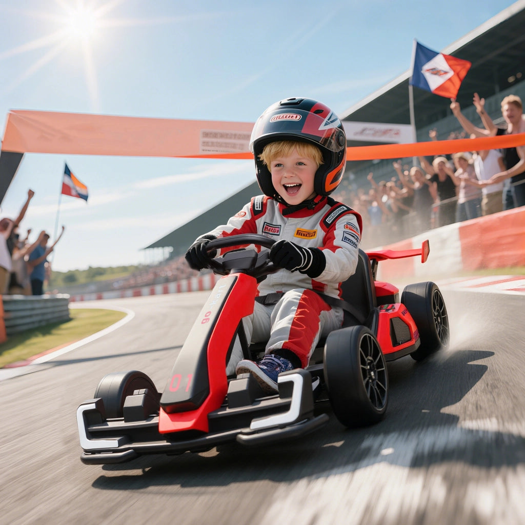 Go Kart Elettrico per Bambini 6-12 Anni 24V 12km/h con Seggiolino Regolabile. Rosso