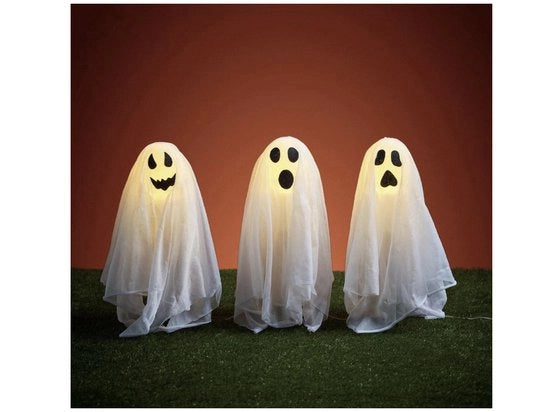 Set di 3 lampade a palloncini con fili, decorazioni per Halloween LED, decorazione per giardino, 40 cm