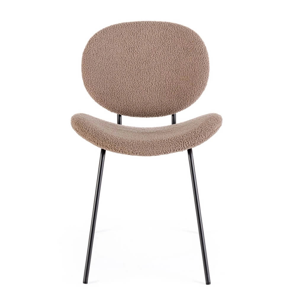 Set di 2 Sedie Imbottite in Tessuto Bouclé con Gambe in Acciaio - VIOLET