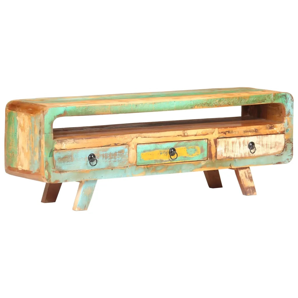 Mobile Porta TV 117x30x41 cm in Legno Massello di Recupero cod mxl 19300
