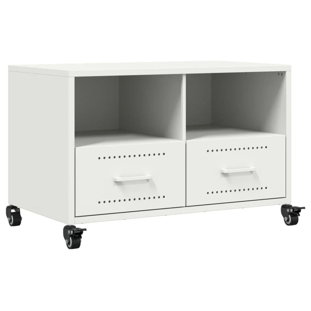 Mobile TV multimediale mensola TV credenza TV adatto per sala da pranzo soggiorno camera da letto 68 x 39 x 43,5 cm acciaio bianco 02_0026150