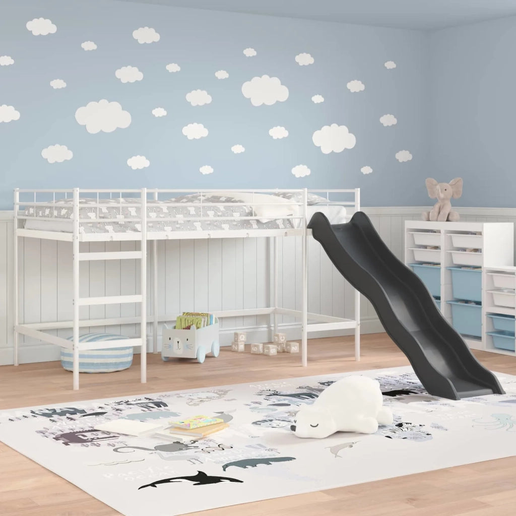 Letto loft per bambini con scivolo Bianco e Antracite 42020781
