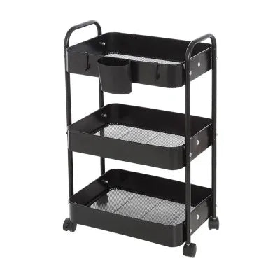 Carrello multiuso in metallo nero con portata 5 kg per ripiano