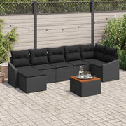 Set Divano da Giardino con cuscino 8 pcs Nero polyrattan 3347863