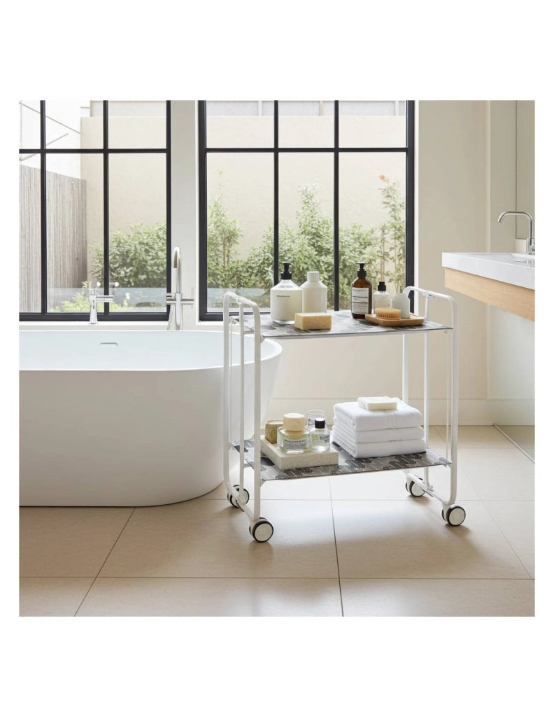 Carrello da cucina pieghevole bianco con ruote BAUHAUS 2 ripiani
