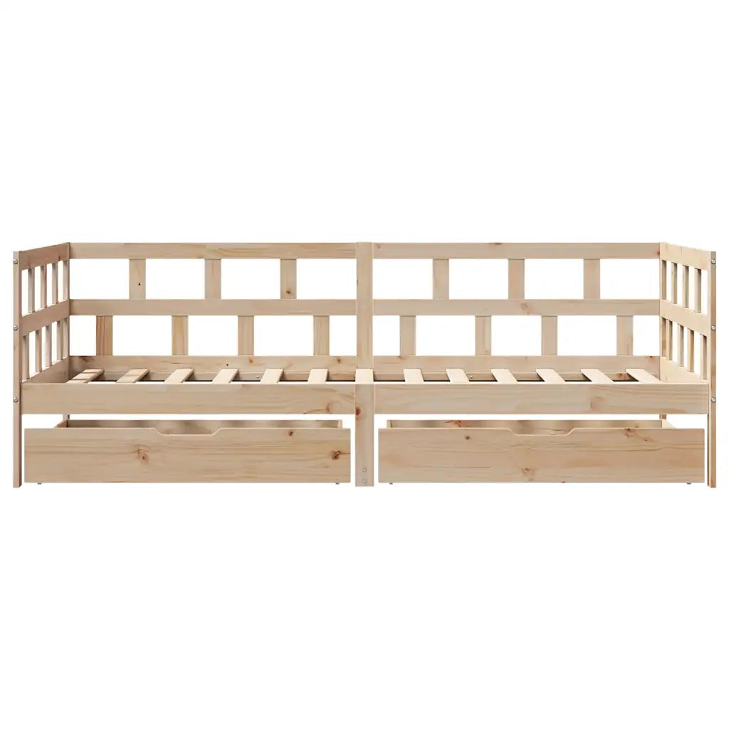 Dormeuse con Cassetti 90x190 cm in Legno Massello Pino 3302087