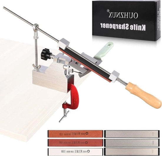 Affilatrice Professionale 360° Rotante Design Flip Fissato Angolo Doppio Vassoio di Fissaggio Bocchetta Manuale Set di Affilatura con 6 Dischi di Affilatura
