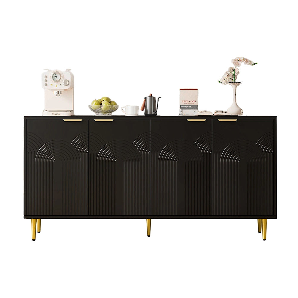 Buffet - Xylo - 4porte nero maniglie oro 160x40x80cm
