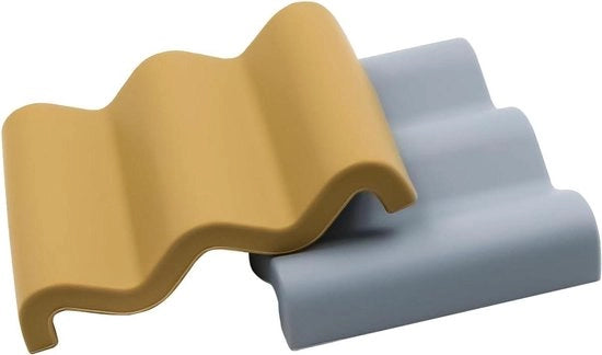 Set di 2 contenitori di sapone in silicone premium per bagno e cucina - Conserva il sapone asciutto - Grigio e verde - Ecocompatibile.