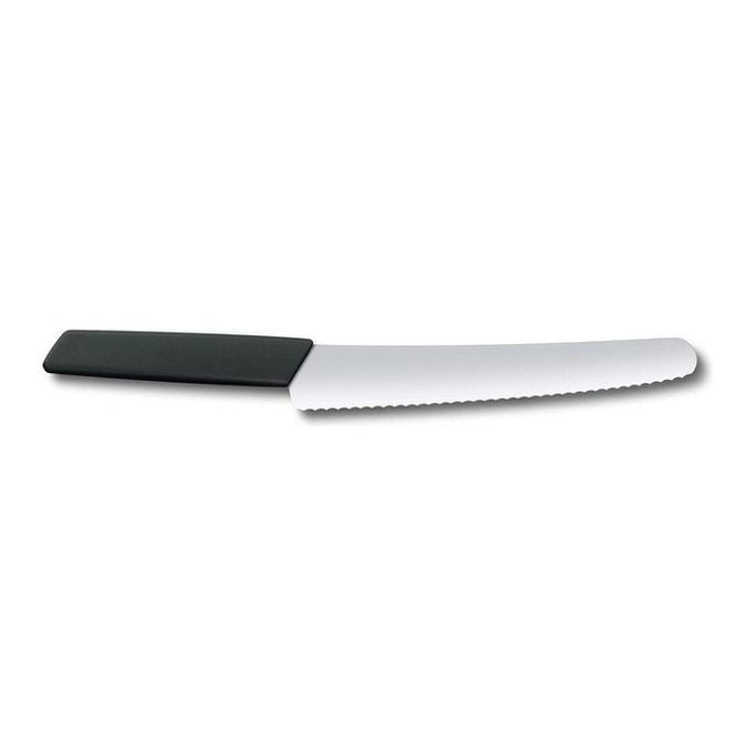 Victorinox 6.9073.22WB Swiss Modern Coltello per Pane e Pasticceria Lama Dentata 22 cm in Acciaio Inossidabile Manico Nero colore Nero