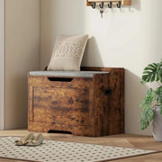 PANCA CONTENITORE DA 103L MULTIFUNZIONE COLOR LEGNO CON CUSCINO IN TESSUTO GRIGIO, 75X40X56 CM