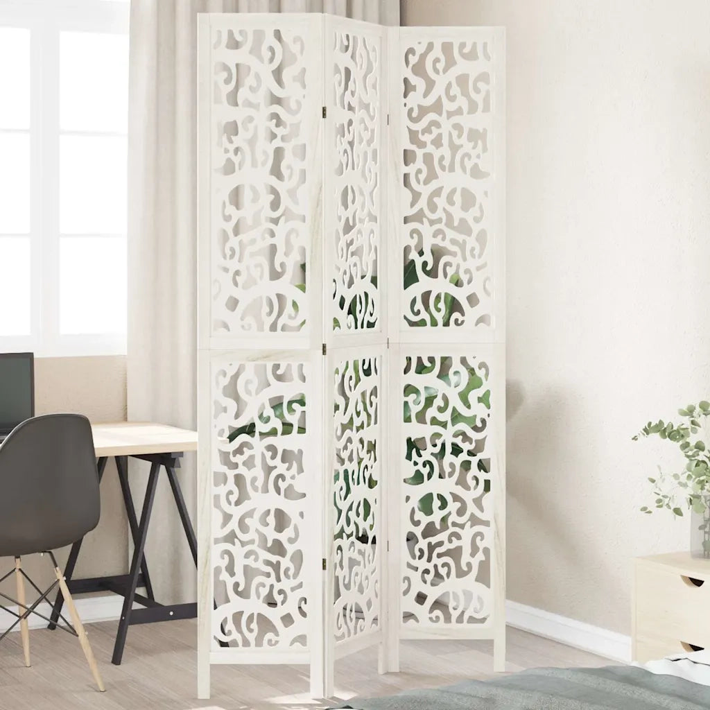 Divisorio Ambienti | Divider per stanze | Paravento 3Pannelli Bianco Legno Massello di Paulownia