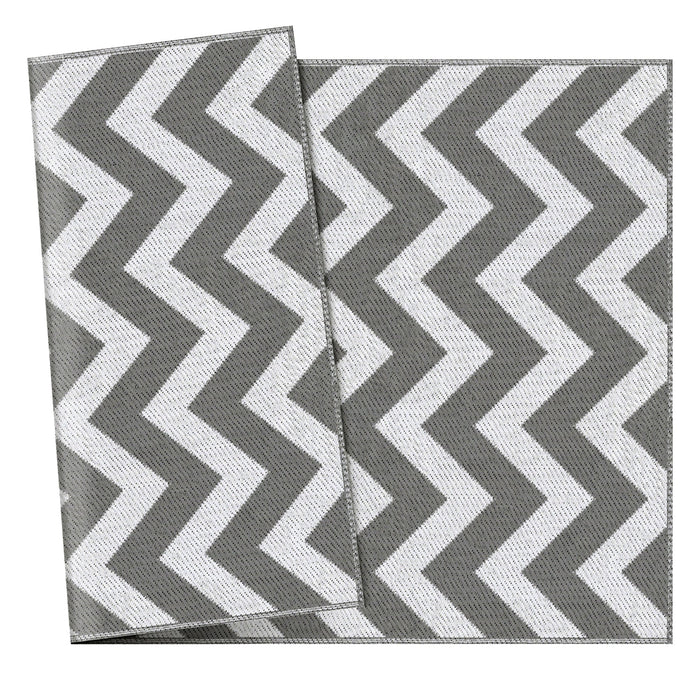 Tappeto da Esterno Reversibile 121x182 cm con Fantasia Geometrica Grigio e Bianco
