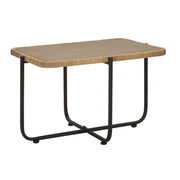 Tavolino da caffè Cebu in rattan e ferro nero — 75x55x46,5 cm