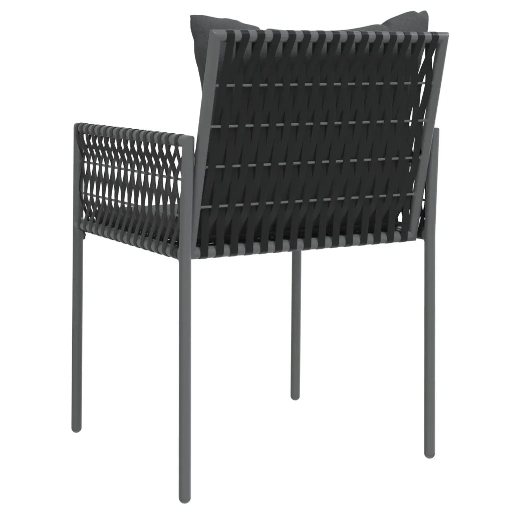 Sedie da Giardino con Cuscini 4 pz | Sedie da Esterno Nere 54x61x83cm in Polyrattan