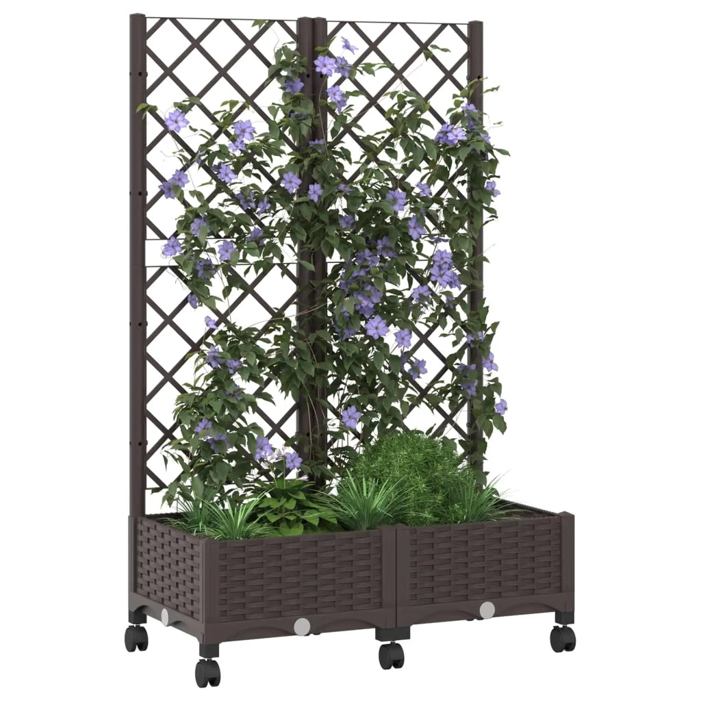 Vaso da giardino con grigliato e ruote Marrone PP 3422964