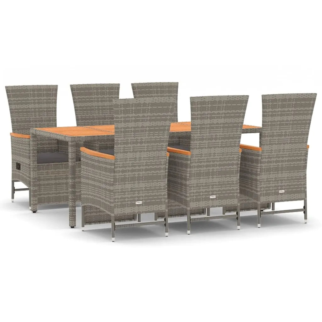 Set da Pranzo da Giardino 7 pz con Cuscini in Polyrattan Grigiocod mxl 101135