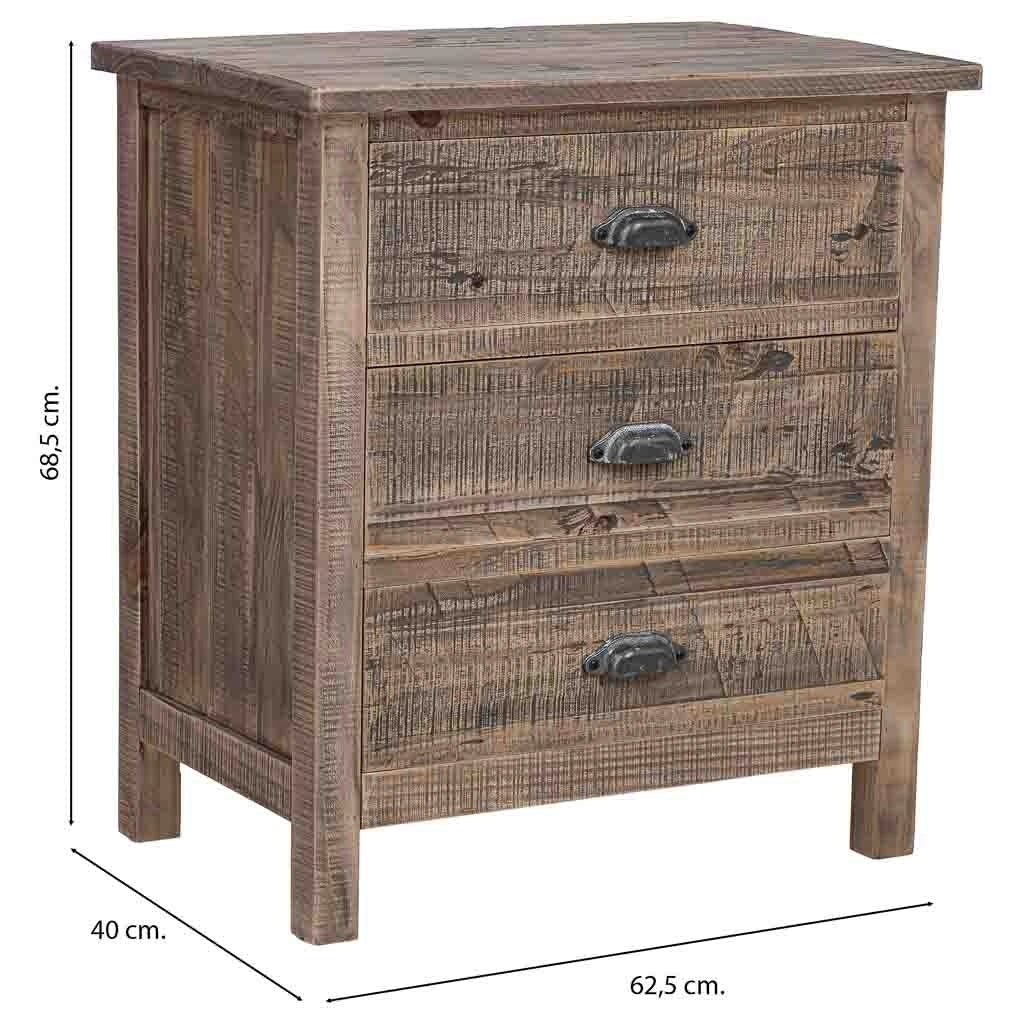 Comodino in legno marrone 62,5x40x68,5h cm