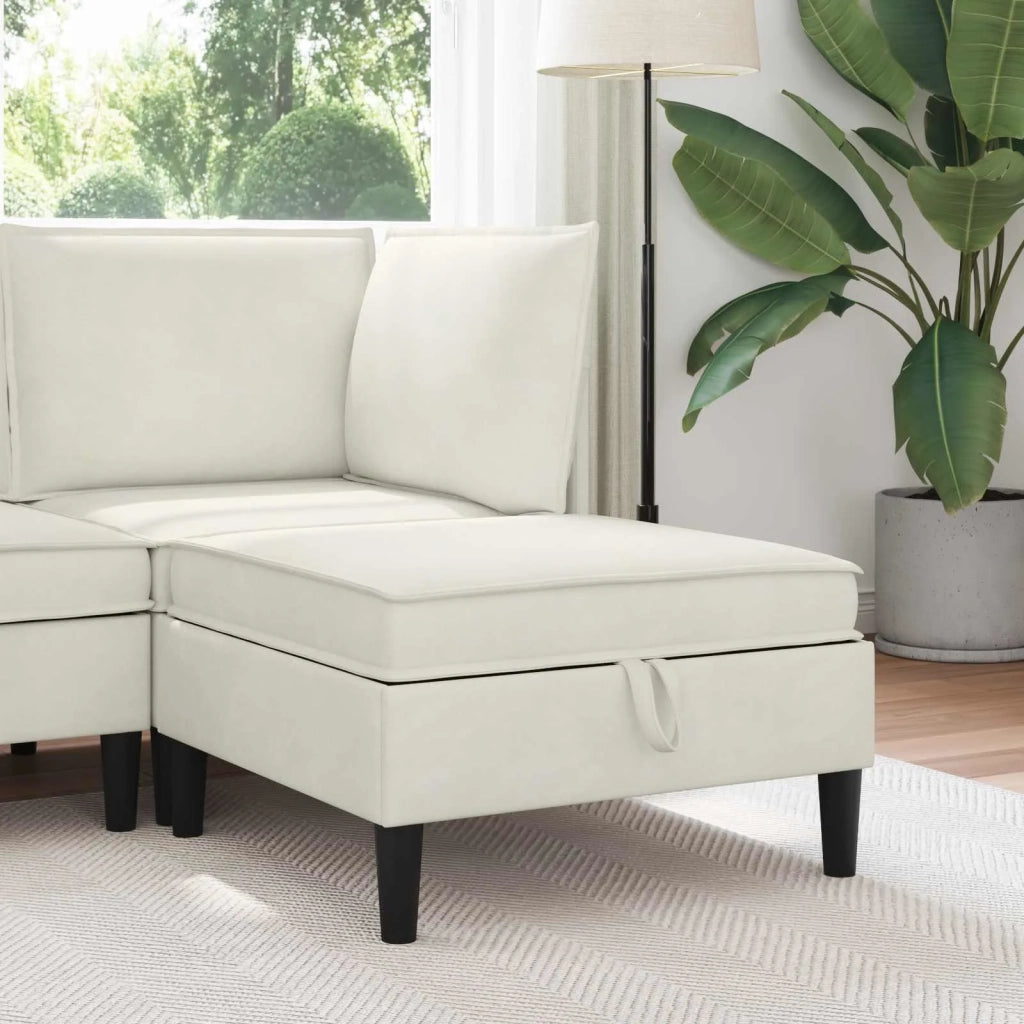 Pouf con Storage Crema Velluto 42027140