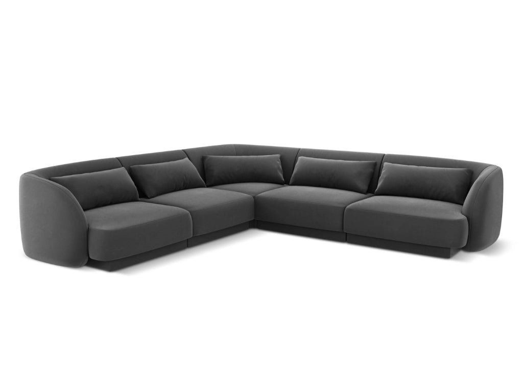 Cosmopolitan Design - Divano angolare reversibile "Tulum" 5 posti in velluto grigio 
