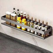 Kruidenrek da Parete - Organizzatore per spezie da appendere senza forare - Raccoglitore per cucina e bagno - 50 x 10 x 8 cm grigio