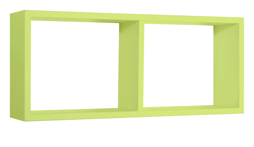Mensola Rettangolare 2 Scomparti da Parete 70x30x15,5 cm in Fibra di Legno Morgana Verde