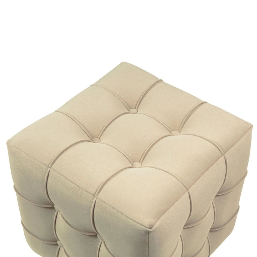 Pouf in velluto "Lizbon" - 42 x 42 x 42 cm - Crema