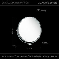 GlamSeries GlamLuminater Specchio per trucco con rotazione a 360° per braccio aggiuntivo, specchio makeup con doppio ingrandimento per luce LED