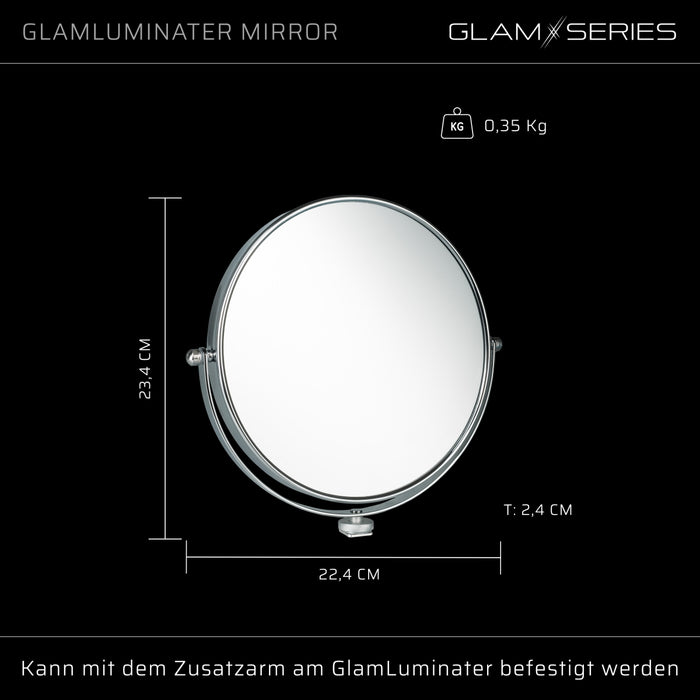 GlamSeries GlamLuminater Specchio per trucco con rotazione a 360° per braccio aggiuntivo, specchio makeup con doppio ingrandimento per luce LED