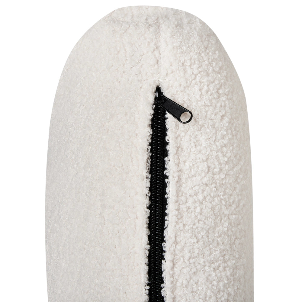 Chaise longue con cuscino bianco sporco in tessuto bouclé lato destro stile retrò