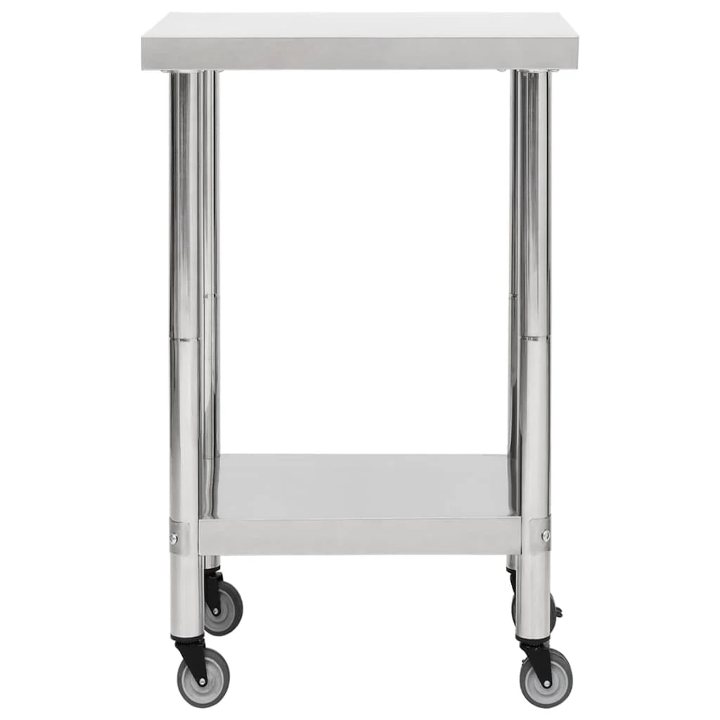 Tavolo da lavoro da cucina con ruote piano di lavoro gourmet spazio commerciale ristorante 60 x 60 cm acciaio inox 02_0001914
