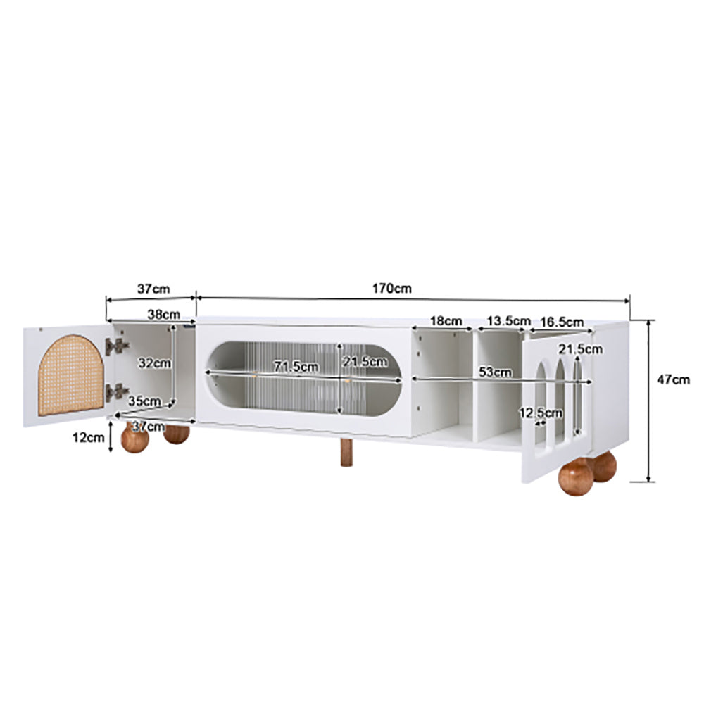 Mobile TV con porte in rattan e vetro scorrevole - Xylo