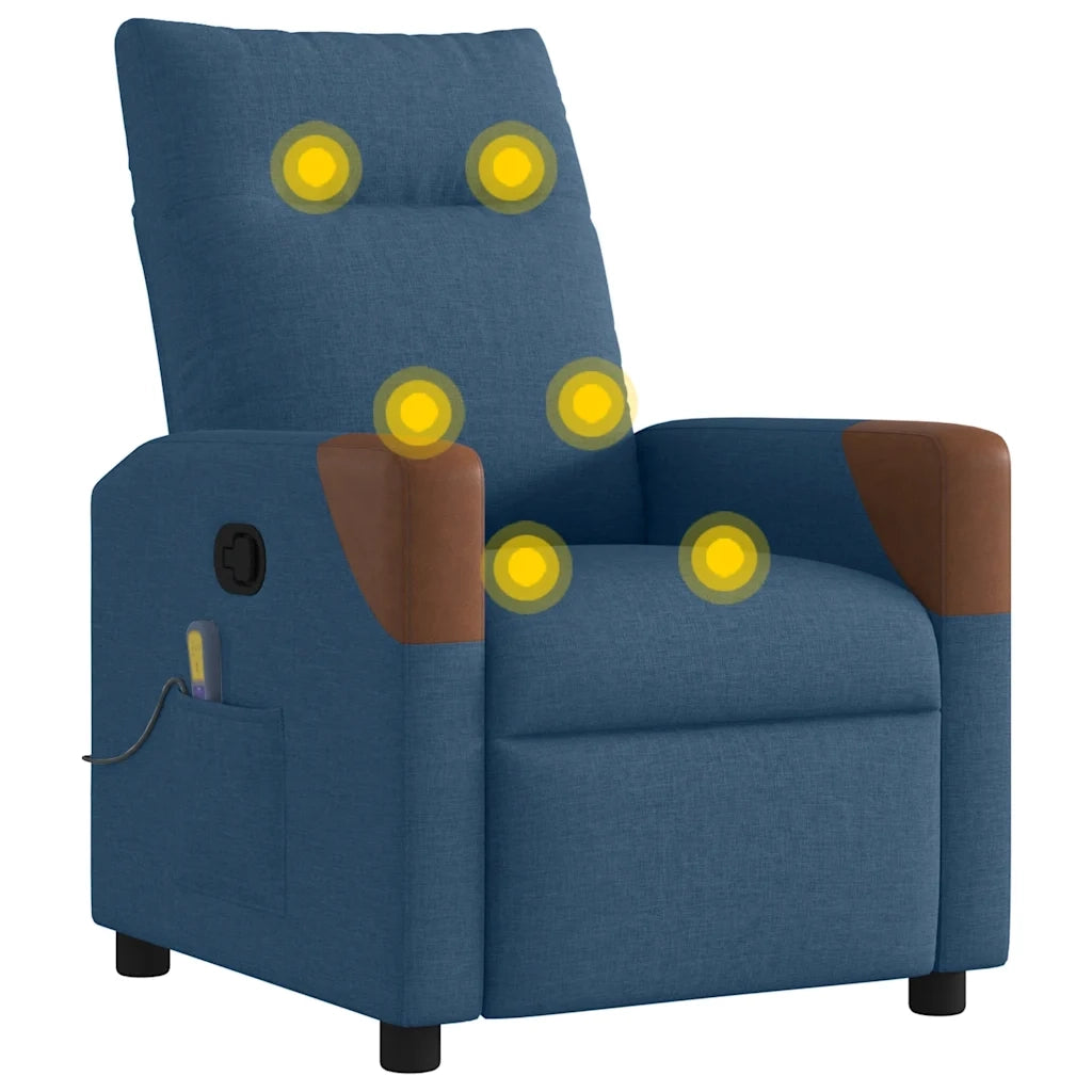 Poltrona Massaggiante | Sedia Relax Reclinabile Blu in Tessuto
