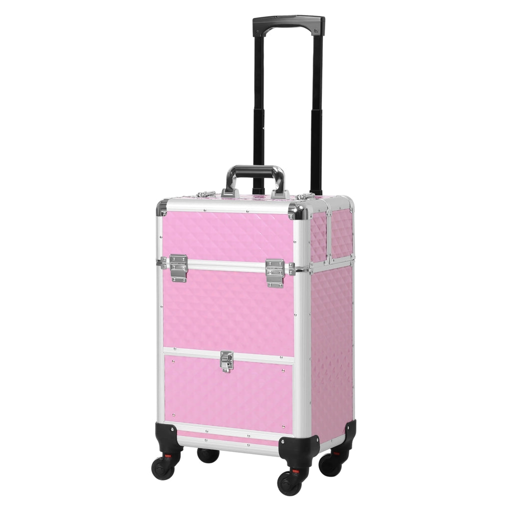 Trolley Professionale per Trucco con Cassetti e Ruote ¨C Xylo ¨C Rosa 34x25x62 cm