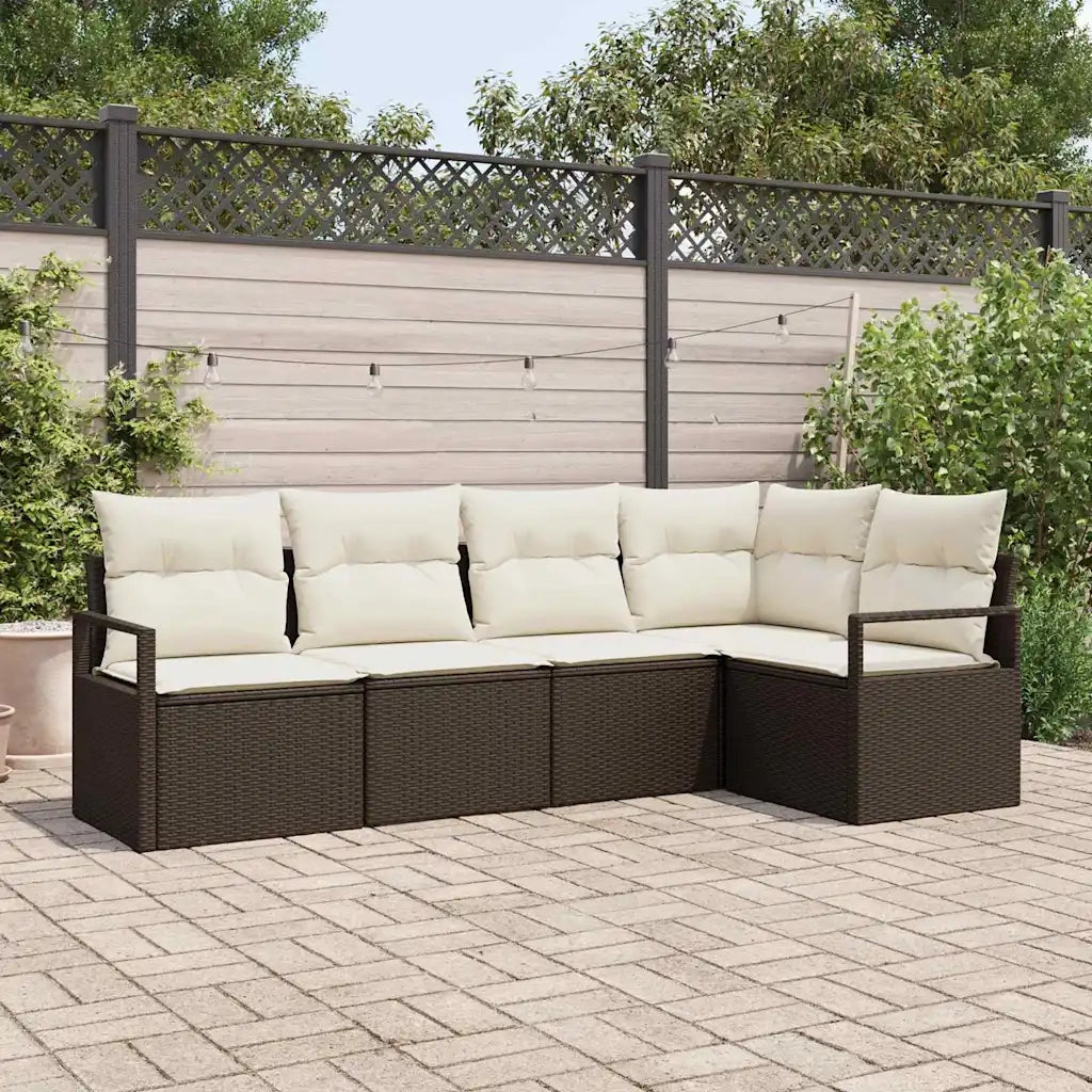 Set di divani con cuscino 5 pcs Marrone polyrattan 3346378