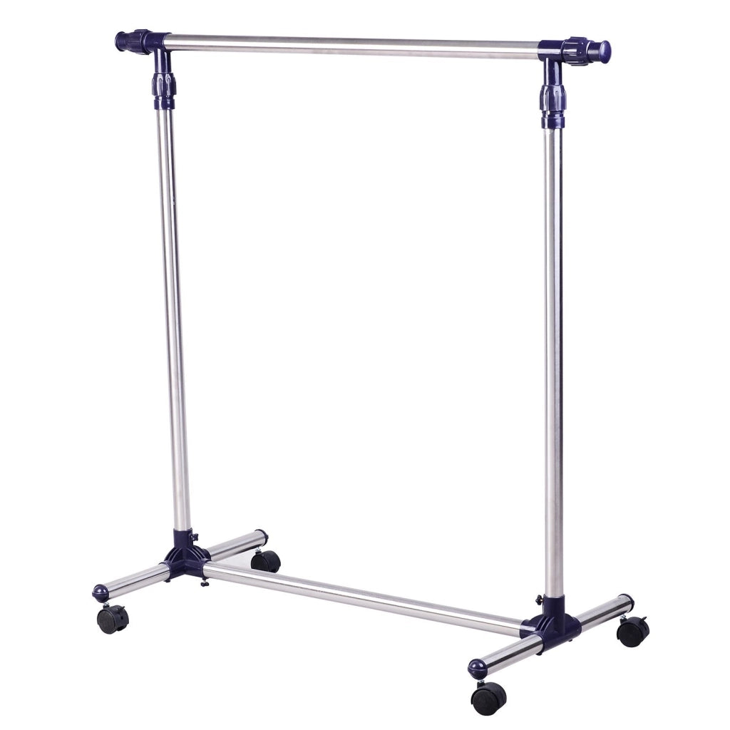 Appendiabiti a rotelle con stendibiancheria estraibile ¨C zephmum ¨C acciaio inox 86x45x95 cm