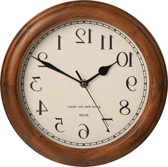 Orologio a muro in legno con design retro 11 pollici - Marrone