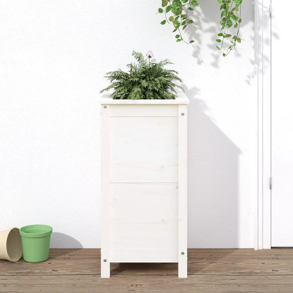 Fioriera da Giardino Bianca 40x40x78 cm Legno Massello di Pinocod mxl 127836