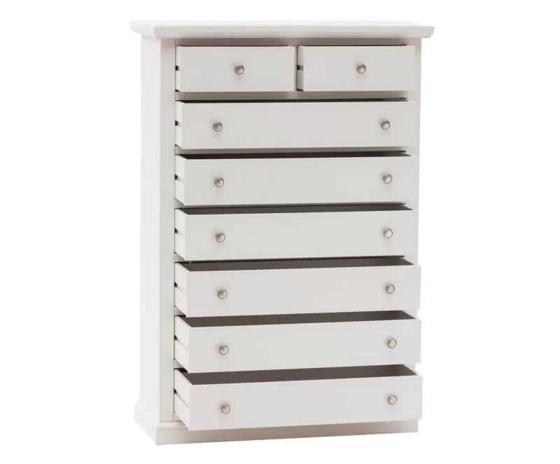 Cassettiera 8 cassetti arte povera legno bianco 87x40x126 - Mobili 2G
