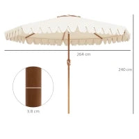 Ombrellone da Giardino a Manovella e Inclinabile, Prese d'Aria e 8 Stecche, 2.7x2.4 m, Crema