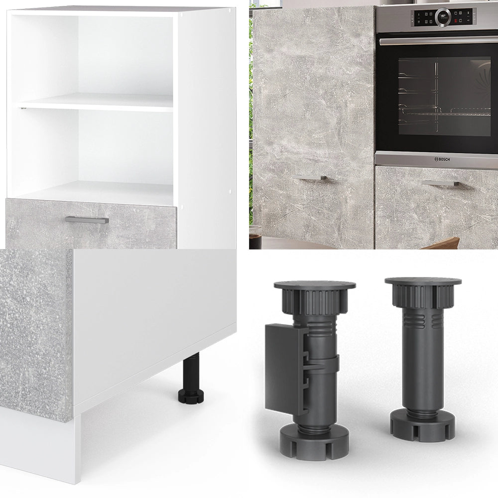 Cucine componibili piccole R-Line Calcestruzzo/Bianco 180 cm senza piano di lavoro Vicco
