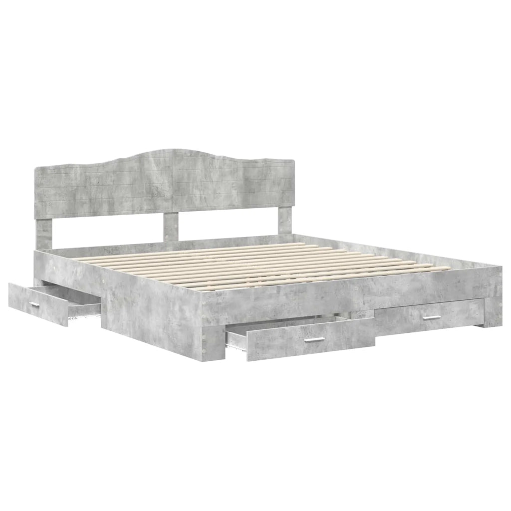 Struttura del letto con testiera Grigio cemento 200 x 200 cm