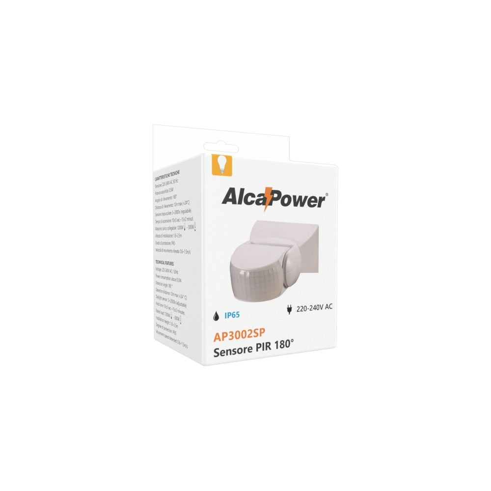 Alca power sensore fotocellula da parete pir 180° ip65