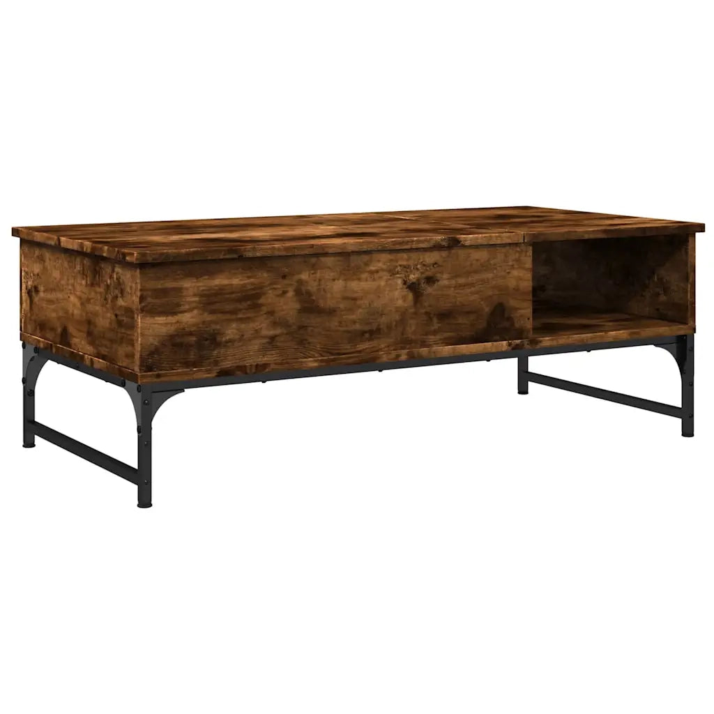Tavolino Salotto Rovere Fumo 100x50x35 cm Multistrato e Metallo 845393