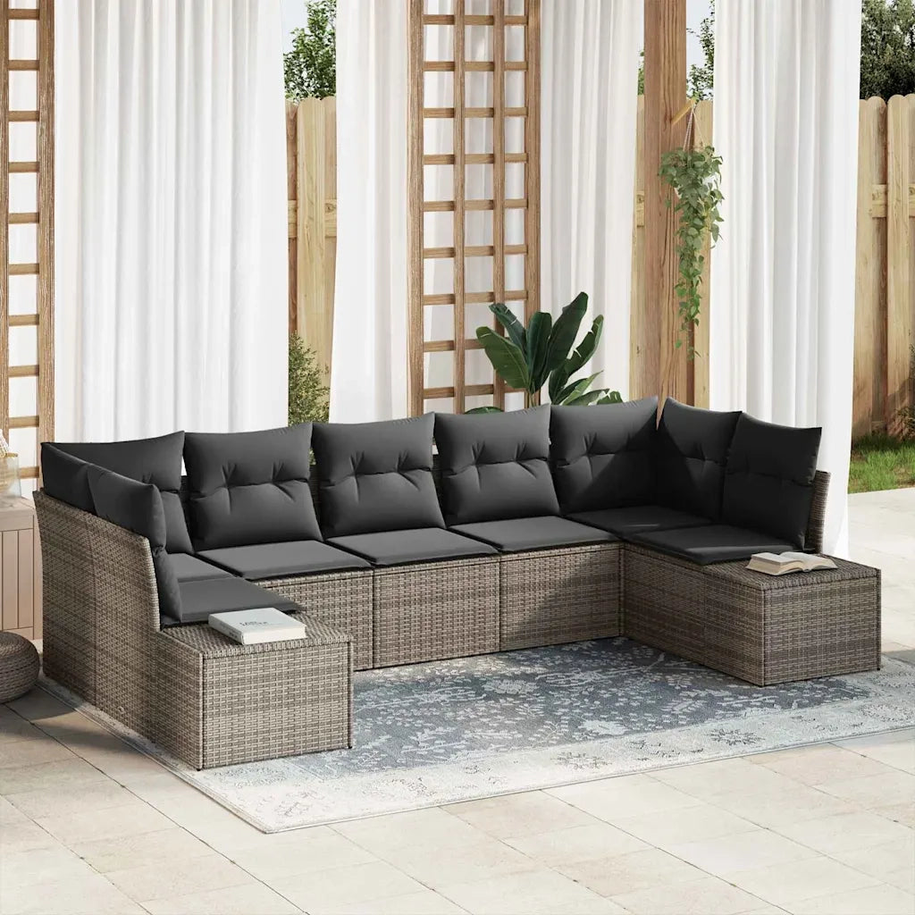 Set Divano da Giardino con cuscino 7 pcs Grigio polyrattan 3347209