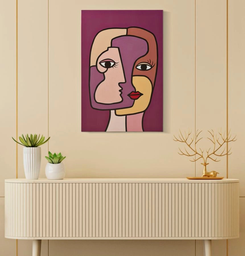 Stampa Dipinta Faces New 1 60x3x90 cm in Legno e Tessuto