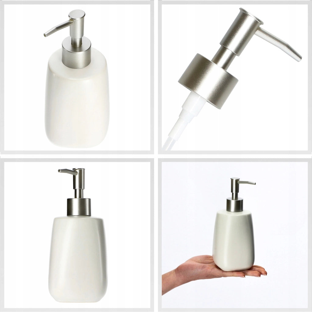 Set da bagno KADAX con dispenser di sapone per WC, spazzolino e ceramica bianca.